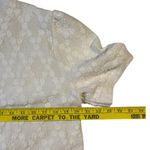 TanRuk Store Lace Shirt Short Sleeve Puff Sleeve Button Down Cream White Women Size L Photo 6