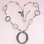 NY Brand Silver Tone Gunmetal Gray Dark Metal Gray Pendant Boho Necklace Photo 0