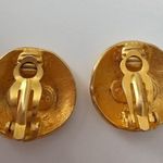 Donna Karan Vintage 1980s DKCo Button Gold Tone Vintage Statement Earrings Photo 1