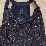 INC NWT-  Navy Blue Vivacious Drape Neck Sequin Tank Top XL Photo 1