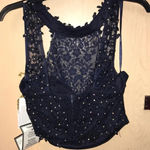 Say Yes To The Prom  Size 7 Navy Blue Dedazzled Top. New With Tags Photo 5