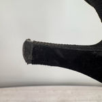 Vintage Black Suede High Heeled Booties with Bow Detail Sherpa Lined 3” Heel Size 6 Photo 6