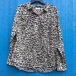 1901 Leopard Print Long Sleeve Cotton Voile Blouse Tan Brown Animal Button Down Photo 2