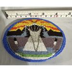 Source Unknown VTG Native American Handmade Beaded Belt Buckle Deer hide Leather Backing Photo 1