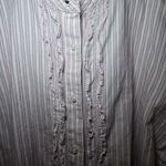 Tommy Hilfiger  Women's Pink White Stripe Ruffle Collar Button Down Shirt Size 18 Photo 1