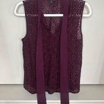 Banana Republic  maroon lace with neck tie blouse size small Photo 0