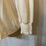 Automet Cream Pleated Long Sleeve Blouse Smocked Cuffs Elegant Fall Style Women Tan Size M Photo 4