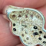 Unique Vintage Sterling Silver 925 Black Clear Pave Twisted Slider Pendant 3g. Photo 11