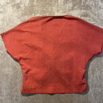 ZARA  Shirt Women's Medium Twist Front Burnt Orange Deep Vneck Top Scrunched Photo 3