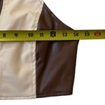 SheIn Brown/Cream Color Blocked Faux Leather Crop Top Women's Size Small 10-16-2 Photo 4