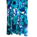 Dress Barn  Blue Floral Print Short Sleeve Neck Midi Tie Waist Formal Dress Size 6 Photo 2