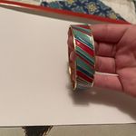 LC Lauren Conrad Signed LC - Women’s Metal Costume Bangle Bracelet Gold Tone / Blue / Aqua Enamel Photo 9