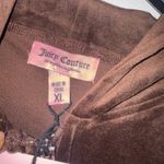 Juicy Couture  Big Bling Velour Zip-Up Womens Hoodie size XL Brown Photo 3