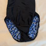 Dolfin  One Piece Swimsuit NO Size Blue Black Geometric Lined Approx XS Racerback Photo 6