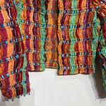 Sandy Starkman Rainbow Striped Vintage Knotted Woven Mesh Fringe Jacket Sz M Pink Size M Photo 3