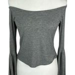 See You Monday  Grey Bell Sleeve Off Shoulder Top Size Large Photo 0