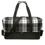 DSW NEW Plaid Weekender Bag with Bottom Compartment in Black & White, New w/Tag Photo 2