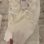 Brandy Melville White Ruffled Women's Top Photo 3