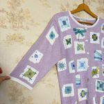 Vintage Susan Bristol purple dragon fly granny patchwork cardigan sweater L NWT Size L Photo 1