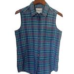 Columbia Vintage  Plaid Button-Up Cotton Tank M 90's Granola Photo 0