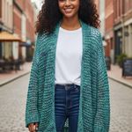 Free People  Women's Oversized Ocean Blue Chunky Cardigan Photo 0