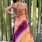 ZARA dress midi tie dye prints straps slip satin wedding party cocktail summer Photo 2