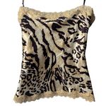 Y2K Gracie 100% Silk Leopard Print Lace and Sequin Babydoll Tank Festival M Brown Size M Photo 7