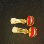 VTG Kenneth Jay Lane Shrimp Clip Gold and Red Earrings Photo 3