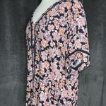 Hinge Navy Blue & Pink Floral Short Sleeve Cutout Lace Detail Top XXL Photo 4