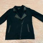 BCBGMAXAZRIA  Studded Black Moto Jacket No Fade Looks NWOT 90s Knit Jacket Photo 1