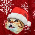 Boutique Ugly Christmas Sweater Funny Cats With Santa Hats Red Winter Holiday XL Photo 4