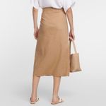 Vince NWT Buckle Wrap Linen Blend Skirt 16 Sandshell Midi Summer Classic NEW 10 Photo 2