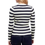 Madewell NWT V Neck Striped Sweater Size Medium Blue White Ribbed Slim Fit Photo 2