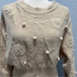 Lush Clothing Lush Size Small Cream Textured Mock Neck Knitted Pullover Sweater Rustic Cowboy Photo 1