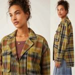 Free People Grunge 90s Flannel Plaid Izzie Cargo Shirt Jacket Shacket Medium Photo 6