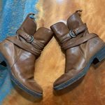 Born Leandra Brown Leather Short Boots Moto buckle style size 6.5 city bohemian Tan Photo 1