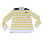 Vineyard Vines Women's Striped Quarter Zip Sweatshirt Size M Yellow Navy Blue Photo 5
