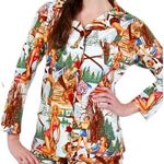 Brigi Country Babes Pajama Top Pin Up Girl Winter Scene Flannel Button Front M Size M Photo 0
