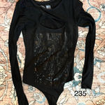 Affliction  Live Fast Women’s Bodysuit Size XS Sheer Mesh Low Cut Black Moto Photo 0