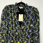 Elan Medium Tiered Elastic Waist Mini Dress Blue Black Abstract Flowy NWT Indie Photo 3