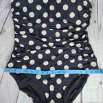 J.Crew Gemma ruched bandeau one-piece in dot print BX701 14 NWT Black Beige Photo 8