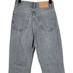 ZARA Straight Leg High Waisted Distressed Jeans Raw Hem 2 Rinsed Black #3900 Photo 5