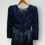 Gunne Sax VTG  Jessica McClintock Blue Velvet Black Taffeta Party Dress‎ Size 8 Photo 8