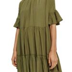 Scotch & Soda Ruffle Tiered Short Sleeve Mini Dress Size Medium US 8 Army Green Photo 8
