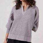 Tuckernuck I Love Mr Mittens Cotton Lace Polo Sweater Stone Grey XS / Small Photo 0