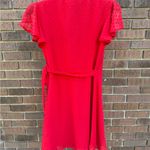 Lulus  Much to Celebrate Red Swiss Dot Flutter Sleeve Wrap Mini Dress Size Small Photo 6
