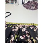 Alya Women’s Cherry Blossom Size L A Line Black Pleated Mid Length Floral Skirt Photo 7