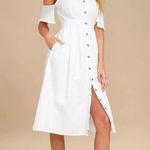 Lulus Lulu’s I've Got Love White Off-the-Shoulder Midi Dress size medium Photo 1