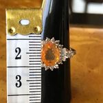 Natural Fire Opal Sterling Silver Halo Ring Size 8 Orange Photo 5