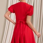 Club L  red v neck puff sleeved buttoned mini dress Photo 8